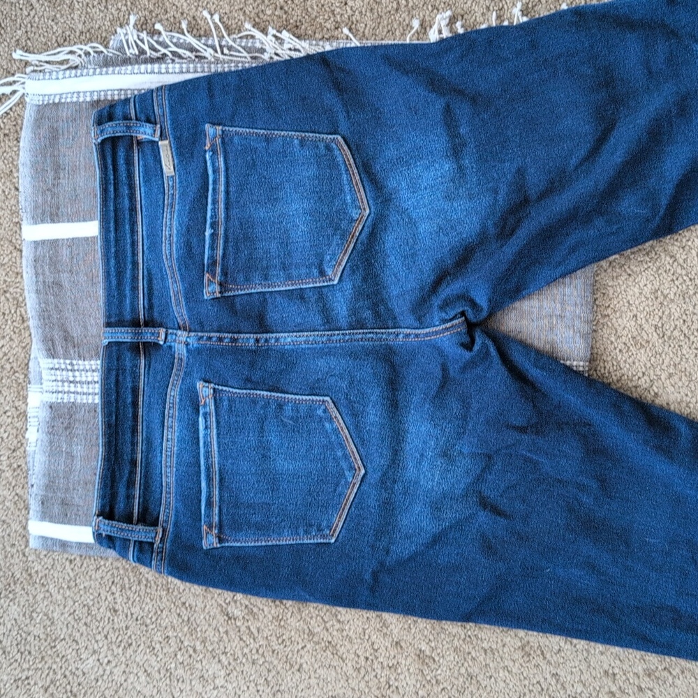 KanCan Women's Distressed Dark Blue Denim Jeans - Picture 4 of 8